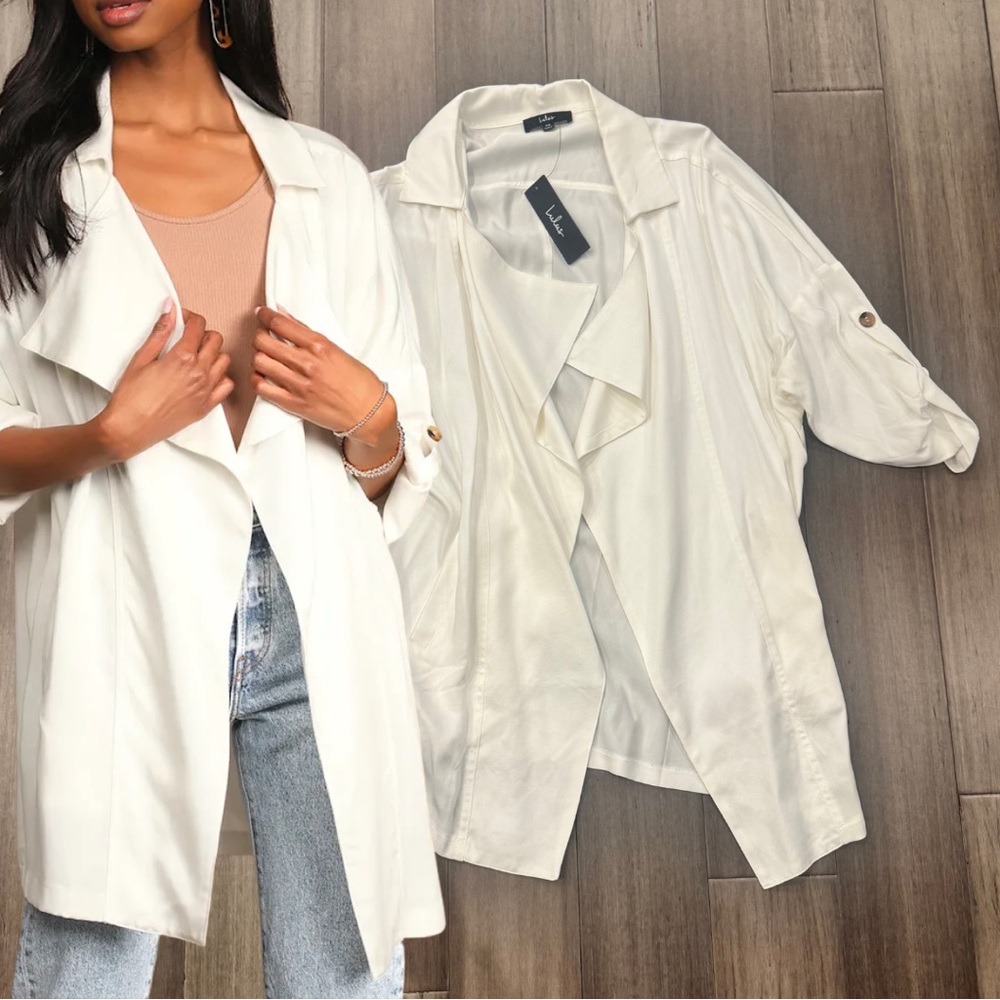 Lulus Lucky Break Ivory Oversized Blazer Jacket | XS White Lightweight Coat NWT